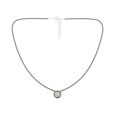 Collar Diamantes 1 Redondo Negro Corto Gris